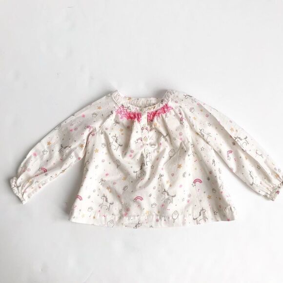 Baby Gap unicorn long sleeve blouse EUC 18-24m - Picture 1 of 2